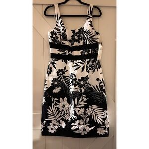 NWT Donna Ricco New York Black White Floral‎ Pattern Sleeveless Dress Sz 12